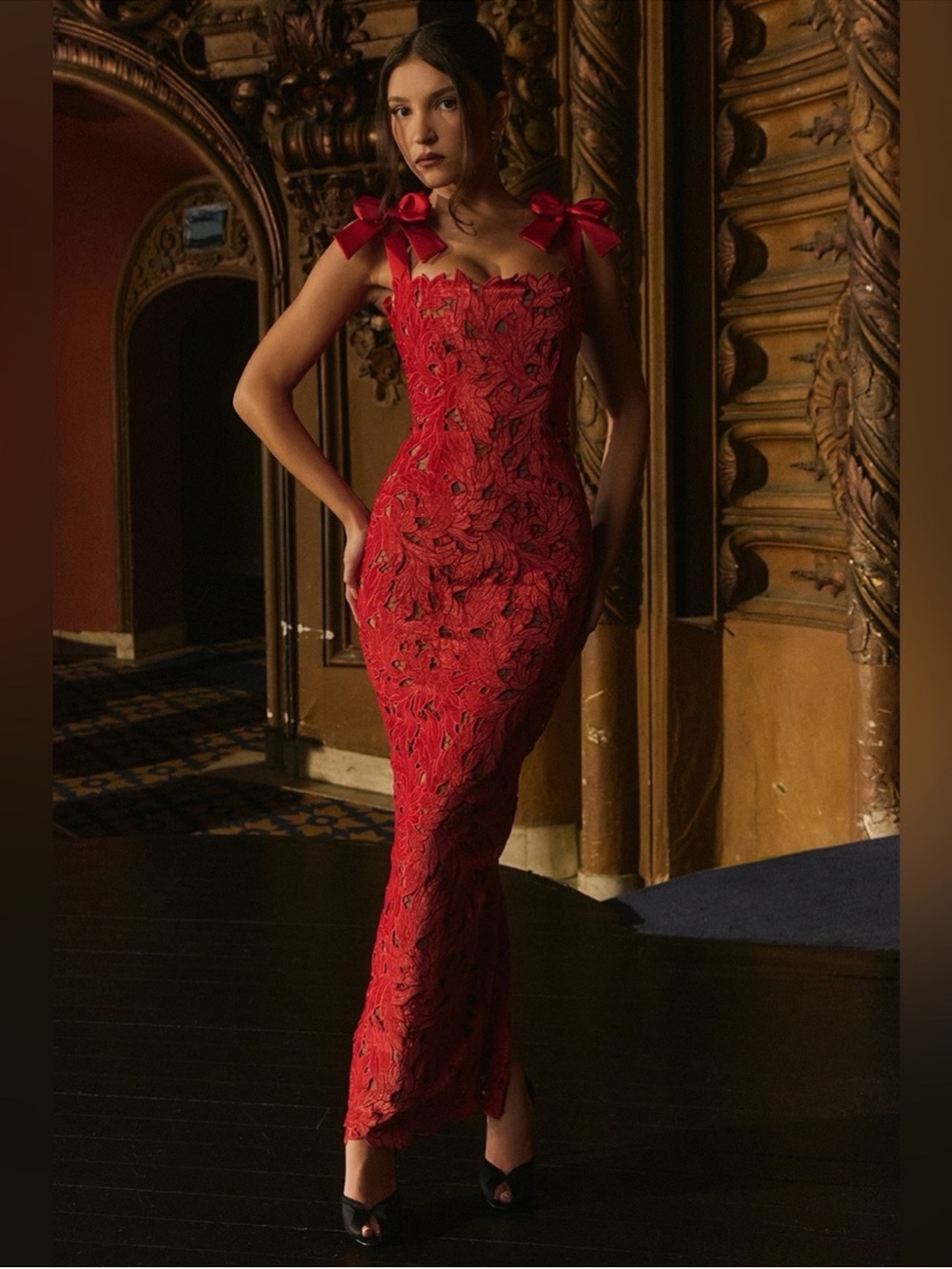 HOUSE OF CB Tiff Velvet Lace Dress